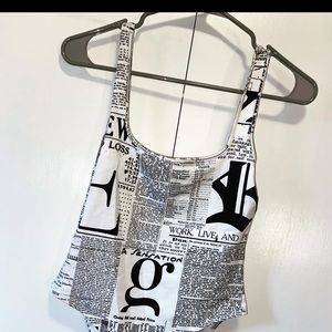 Newspaper Print Body Suit Size Small